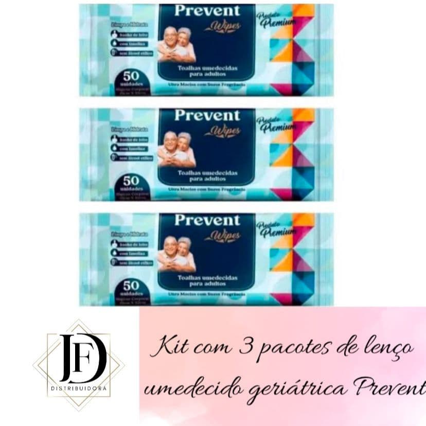 150 un Kit com 3 pacotes Toalha Umedecida Geriátrica Prevent 50un