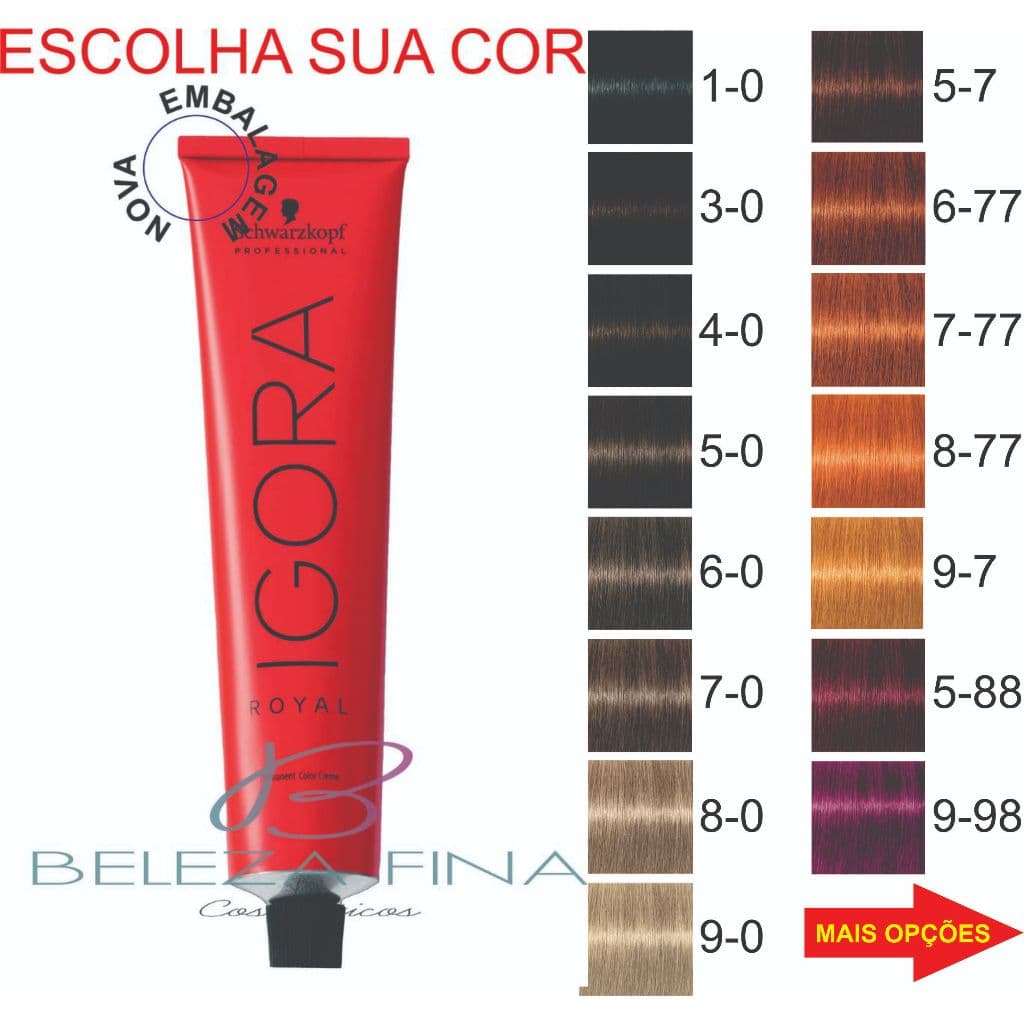 COLORAÇÕES IGORA ROYAL 60ML SCHWARZKOPF PROFESSIONAL - ESCOLHA A SUA COROU OX - CATALOGO DISPONIVEL NAS IMAGENS