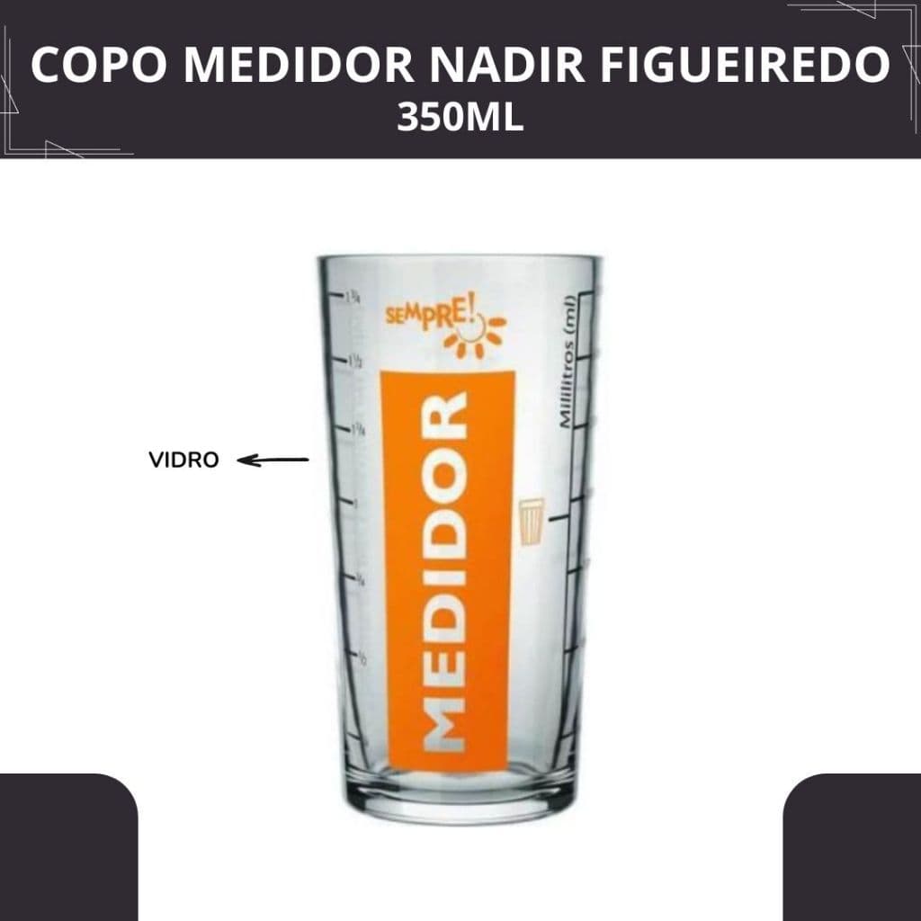 Copo Medidor De Vidro Grosso Temperado Para Medidas NADIR
