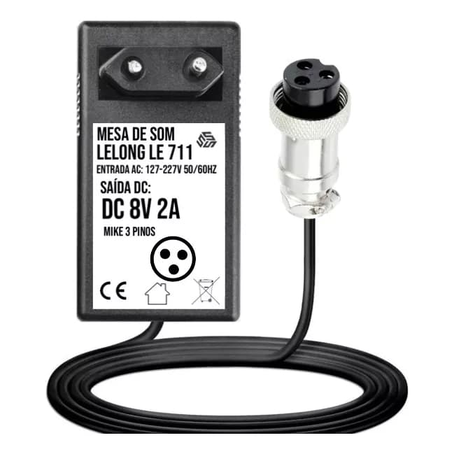 Fonte Para Mesa De Som Lelong Le712 8v 2a Com Nota Fiscal