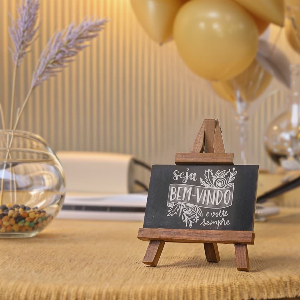 Cavalete Lousa Mini De Pinus Rustico Madeira Decoração
