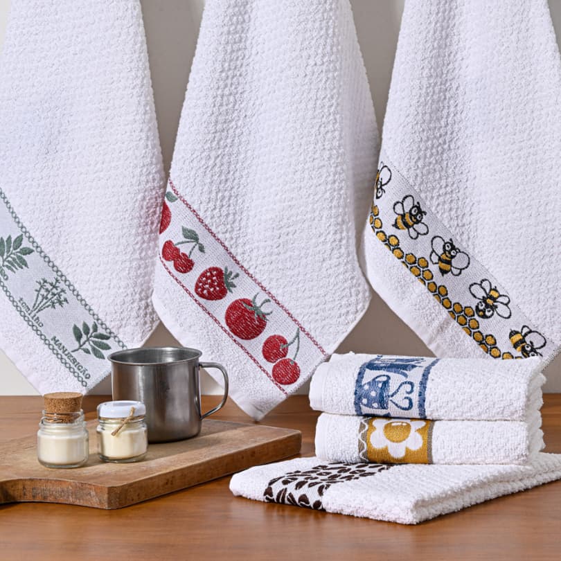 Pano De Copa Kit 5 ou 10 Toalhas Prato Felpudo/Atoalhado - Jacquard - 100% Algodão - 45cm x 70cm