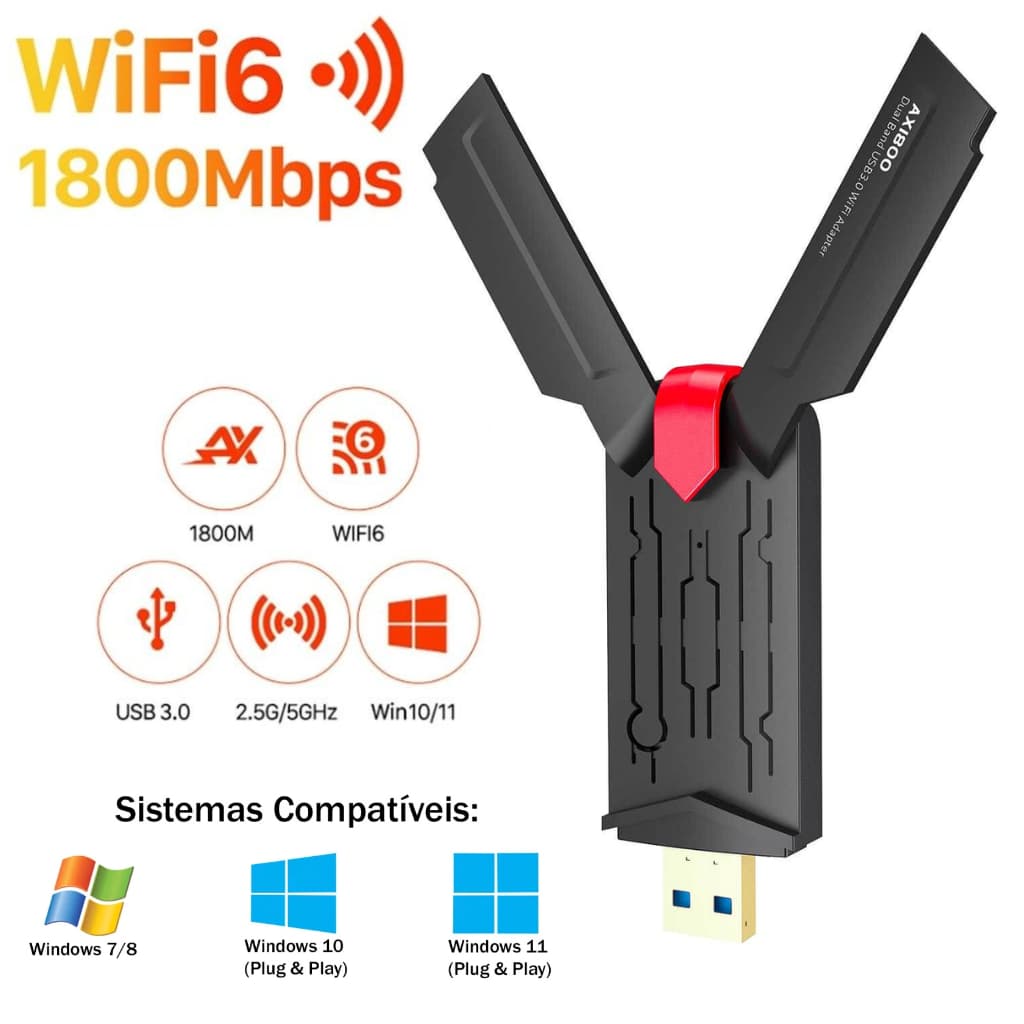 Adaptador Wifi 6 Usb 3.0 1800 Mbps 2.4g 5ghz Pix Link AUAX03