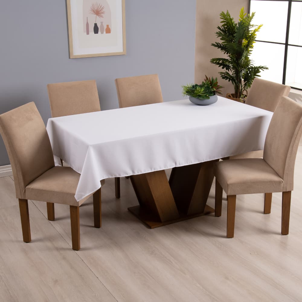 Toalha de Mesa 4 6 e 8 Lugares Oxford - Branco