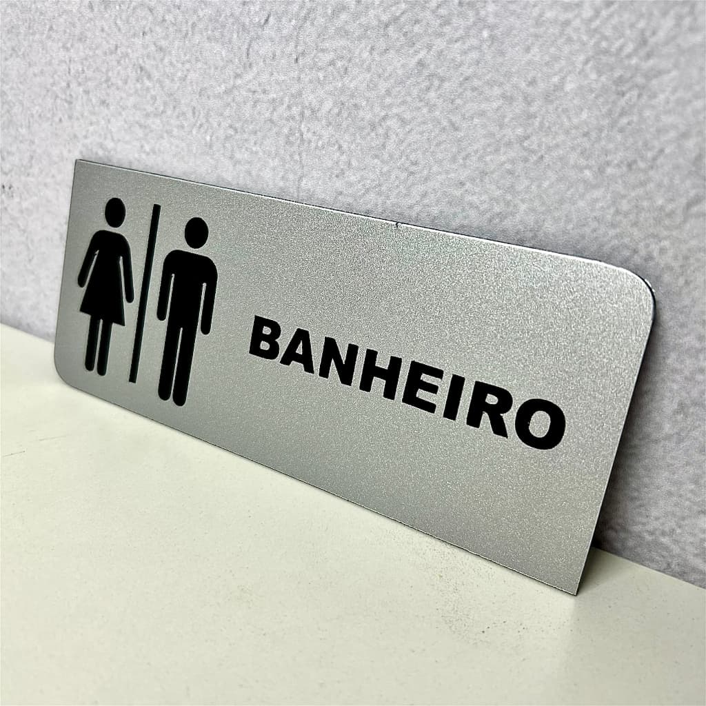 Placa Para Porta Sinalização Banheiro Wc em ACM