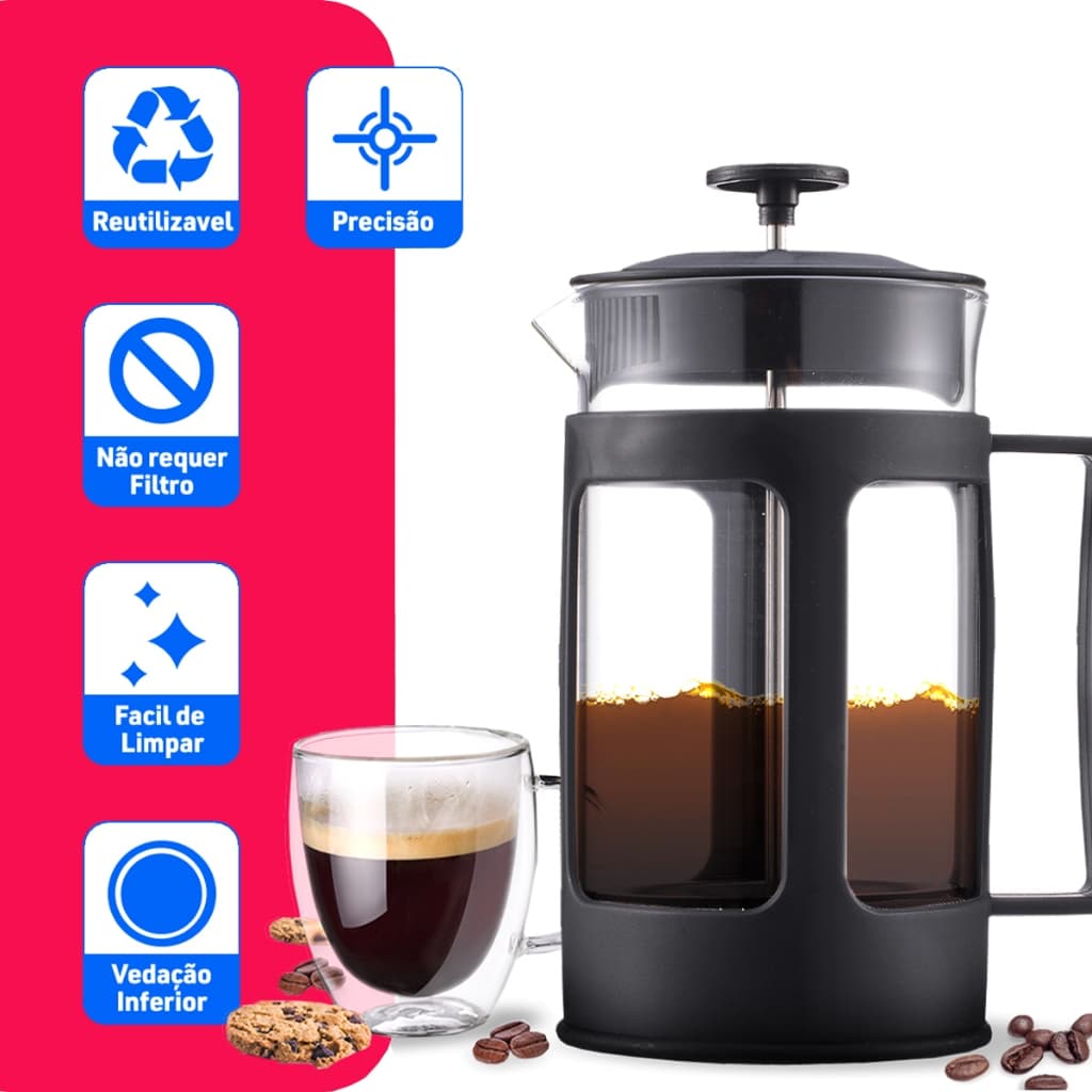 Cafeteira Francesa Cremeira 600ml Leite Café Chá- Bhz Store