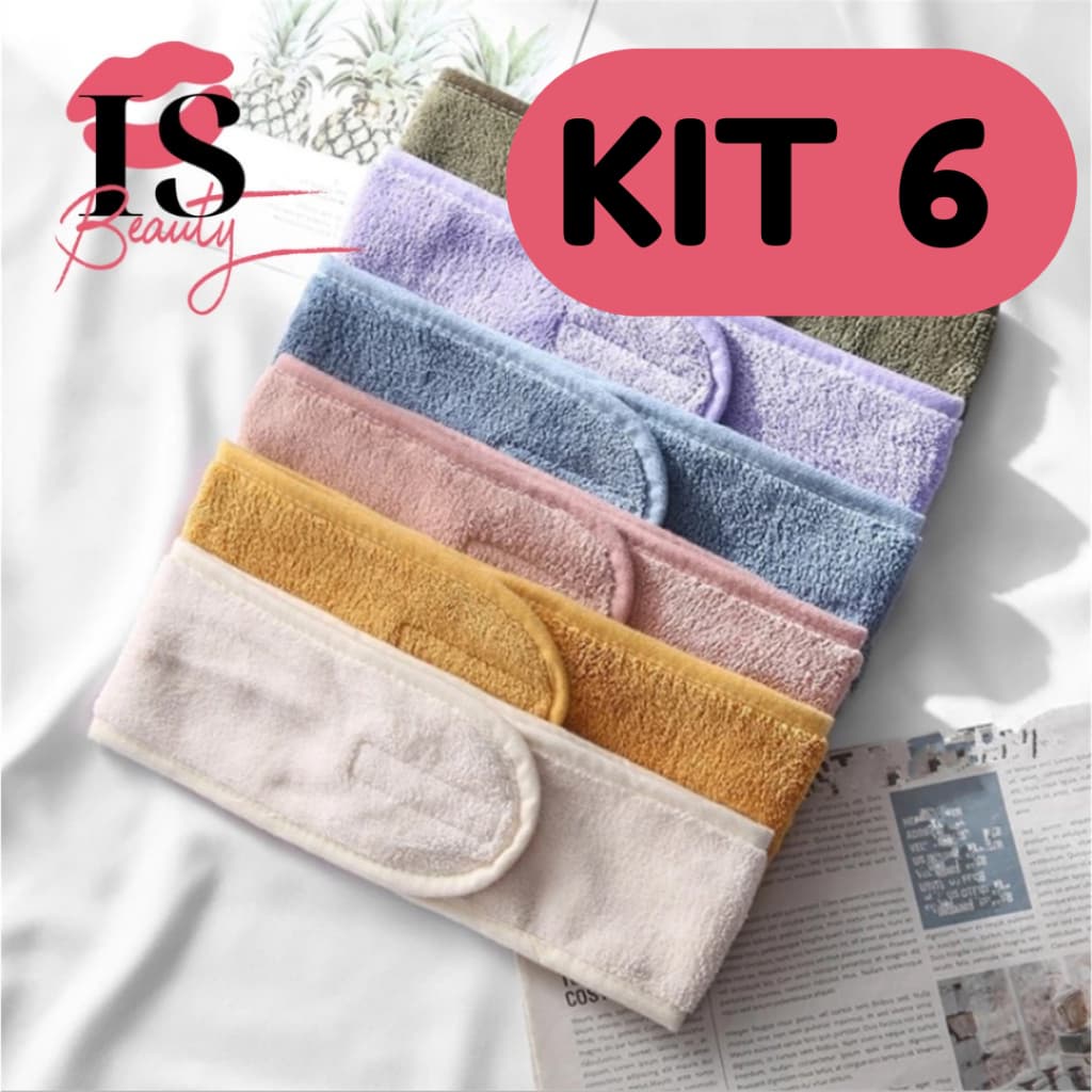 Kit Faixa de Cabelo Atoalhada Para Maquiagem Lavar O Rosto ou Skin Care (1/3/6)