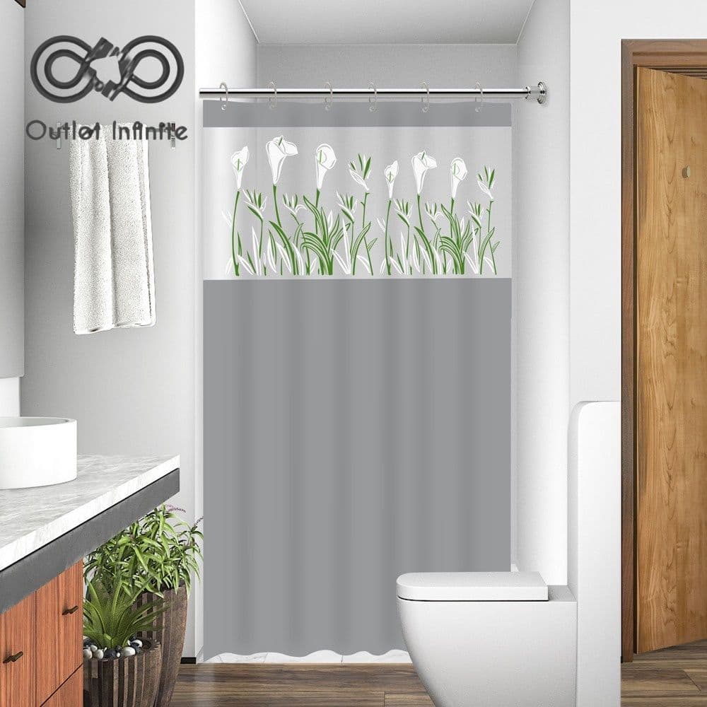 Cortina Box em PVC Estampada Para Banheiro Anti Mofo Com Ganchos