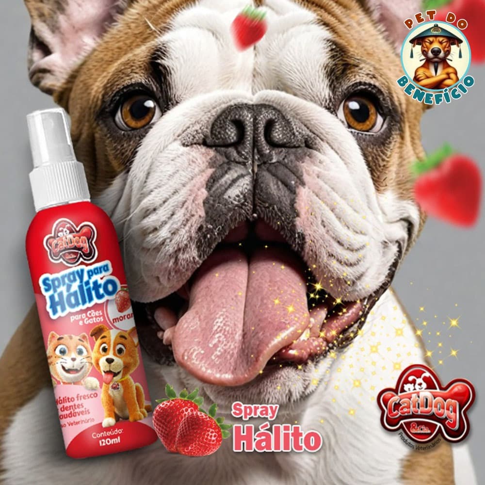 Spray para Hálito Morango 120ml para Cães e Gatos CatDog