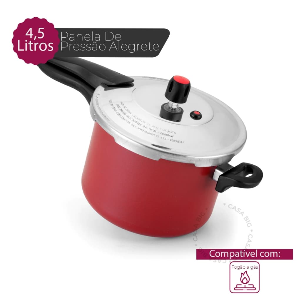 Panela De Pressao Antiaderente 4,5 L Fechamento Externo
