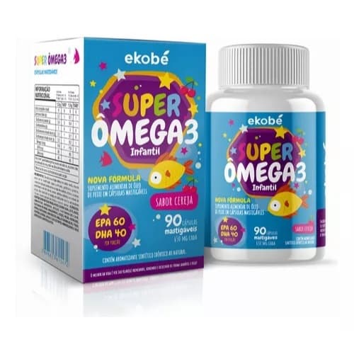 Super Ômega 3 Infantil 90 cápsulas mastigáveis sabor cereja- Ekobé