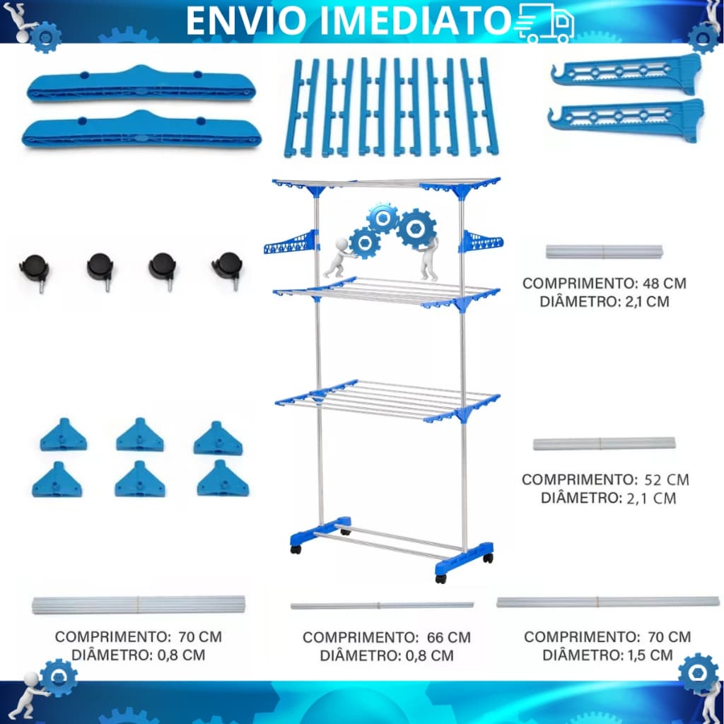 Peças de Reposição para Varal de Chão de 3 andares Dobrável