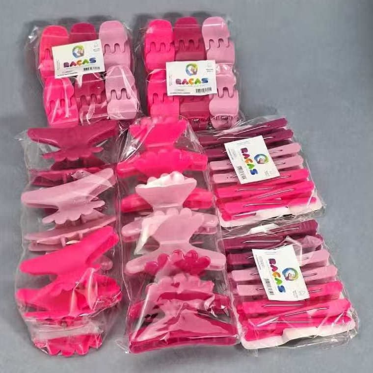 kit 60 acessórios de piranha bico de pato presilha salão tridente prendedor de cabelo