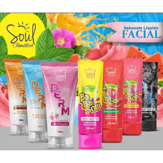 KIT com 12  Sabonete Líquido Facial Soul Derm Limpeza Profunda e Hidratação