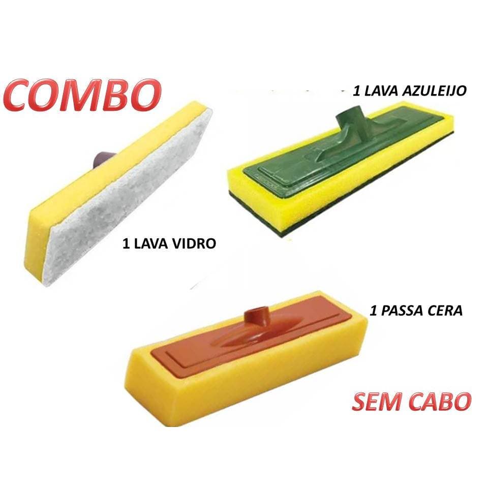 COMBO 1 LAVA VIDRO + 1 LAVA AZULEJO + 1 PASSA CERA SEM CABO