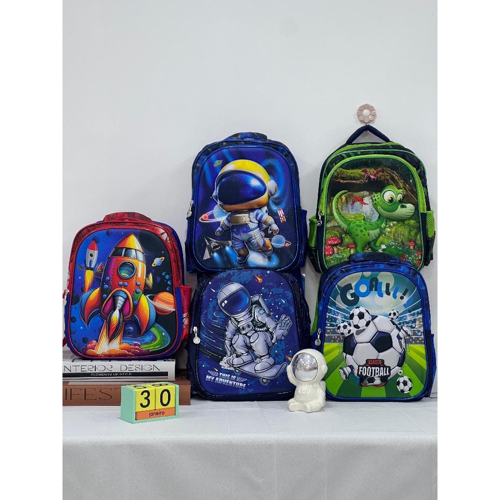 Mochila Escolar Estampado 3D Infantil Bolsa Menino Médio Para 3 a 5 anos