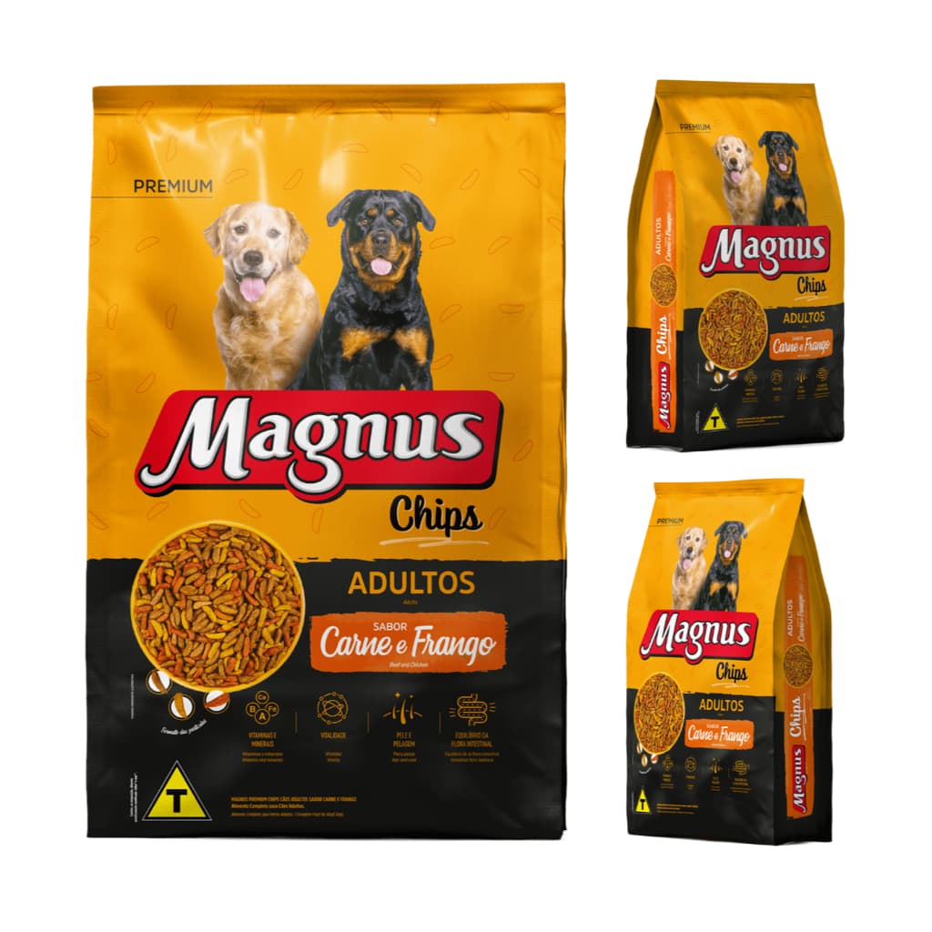 Ração Magnus Chips Premium Carne e Frango 15 kg