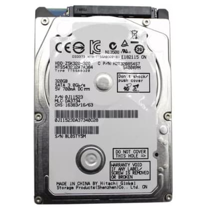 HD 320 e 500GB sata notebook Win 10