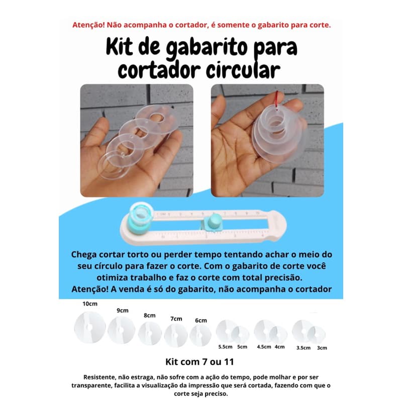 cortador circular (Gabarito para cortador circular) personalizados / não acompanha o cortador