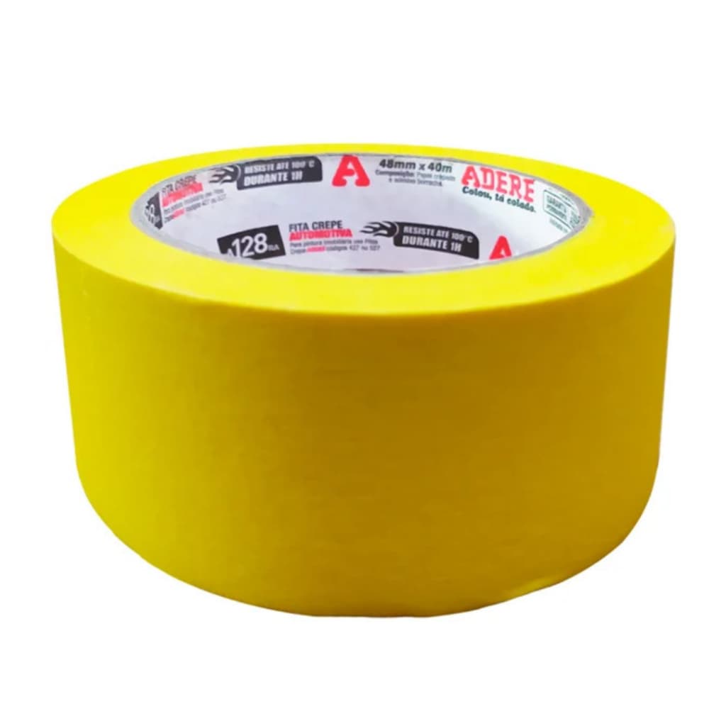 Fita Crepe Automotiva Larga Adere Amarela 48mm X 40metros