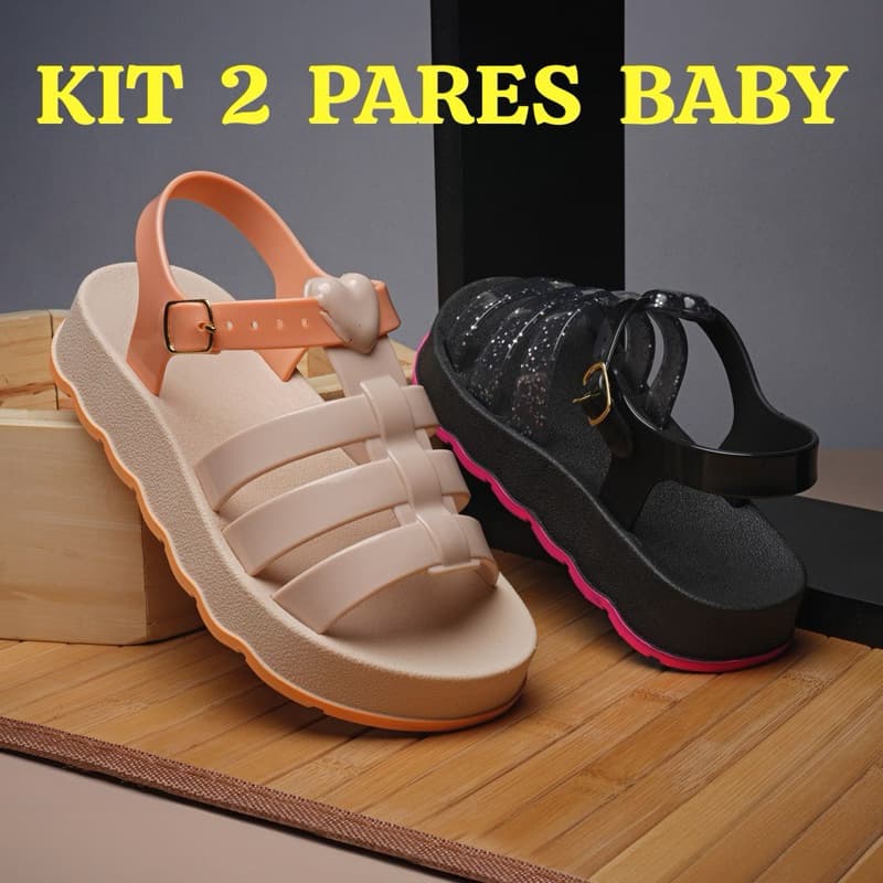 SANDÁLIA KIT 2 PARES LULU CORAÇÃO BABY INFANTIL LANÇAMENTO BARATO