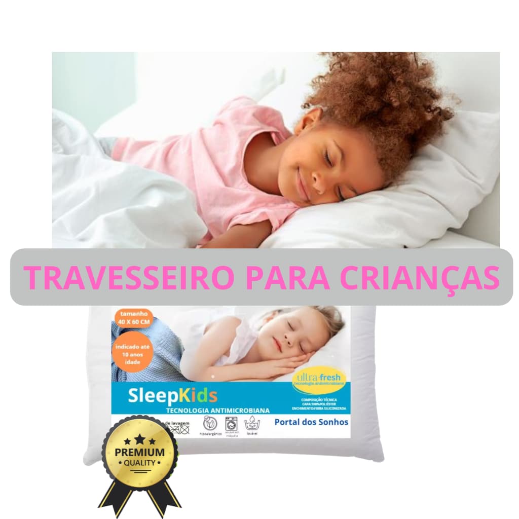 Travesseiro Infantil Criança Antialérgico Antissufocante Hipoalergênico 100% Confortável