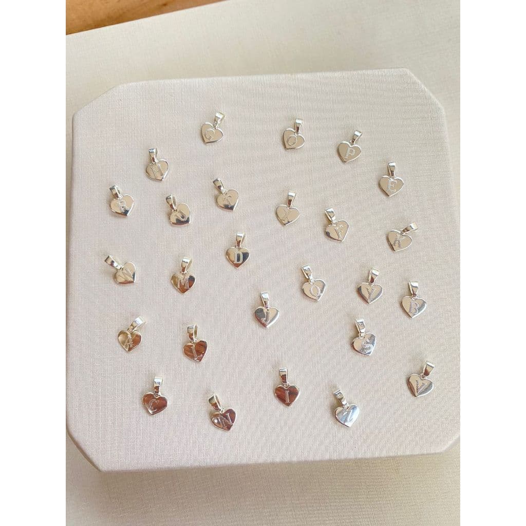 PINGENTE CORAÇÃO COM INICIAL PRATA 925 ORIGINAL