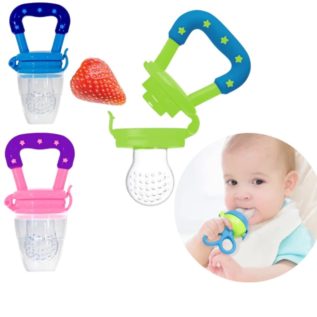 chupeta Alimentadora Bebe Para Frutas Com Tampa Higiênica Prática Com Bico De Mamadeira Macio