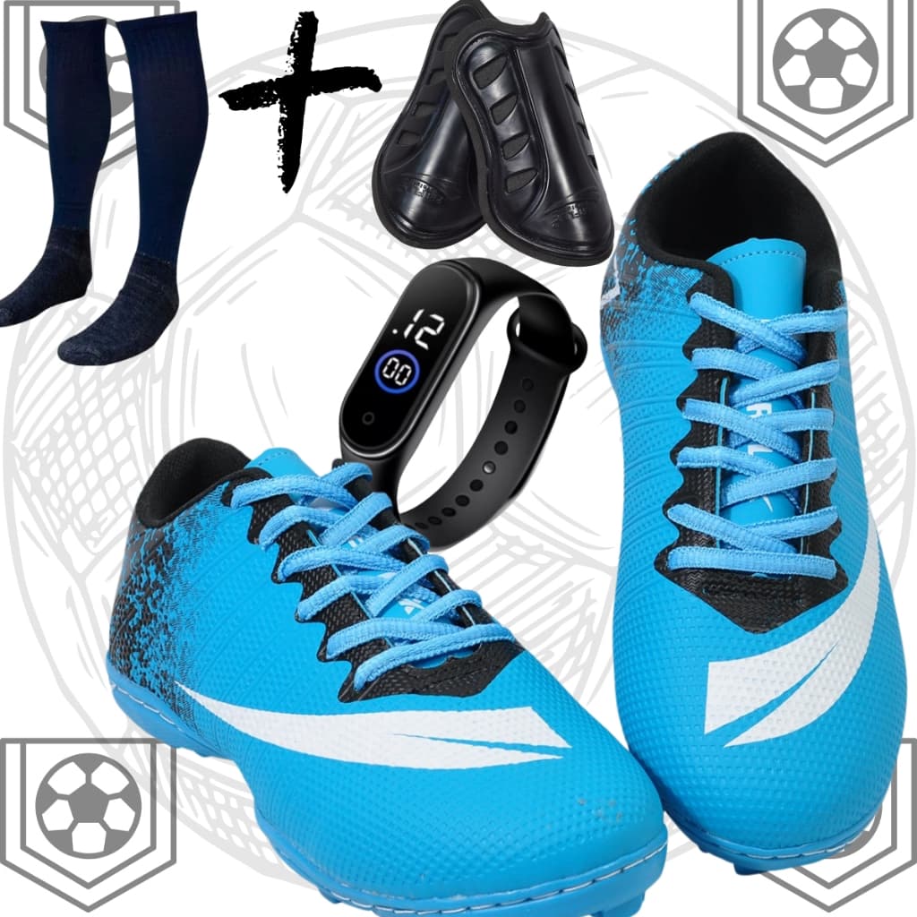 CHUTEIRA SOCIETY ADULTO INFANTIL com MEIÃO RELOGIO e CANELEIRA Colada e Costurada Promoção