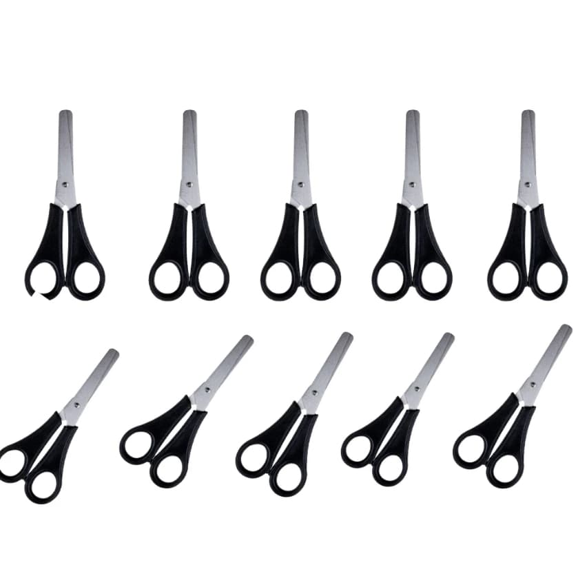 Tesoura Escolar Sem Ponta Black Inox 130Mm Leoeleo