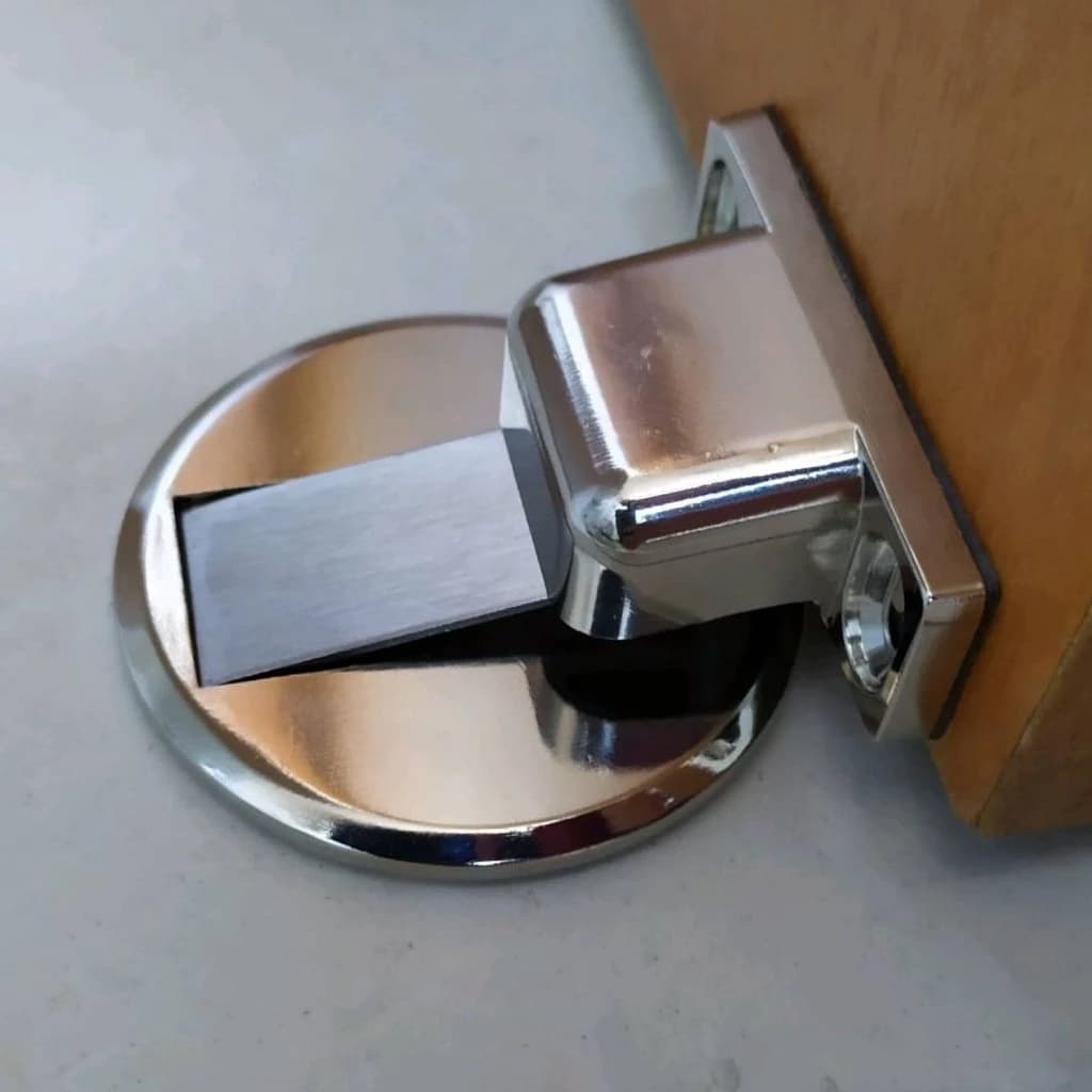 Kit 1/2/3/4 Trava Prendedor Batetor Fixador de Porta Magnético Adesivo Amortece Impacto Inox Cromado