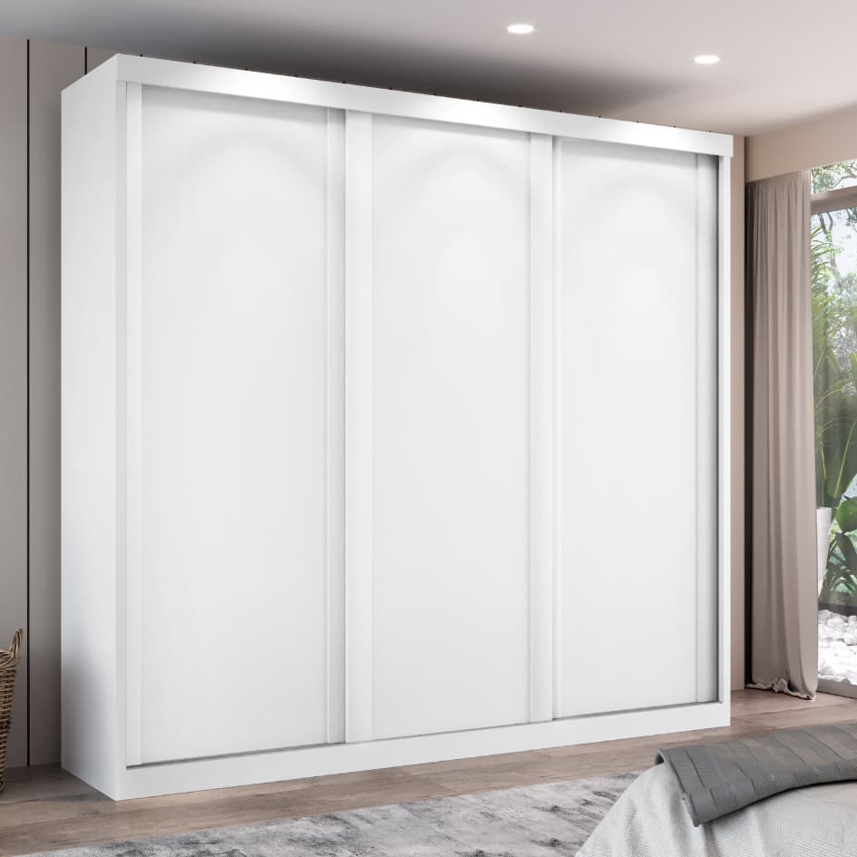 Guarda Roupa Casal Tonielque Sevilha 3 Portas de  Correr 6 Gavetas