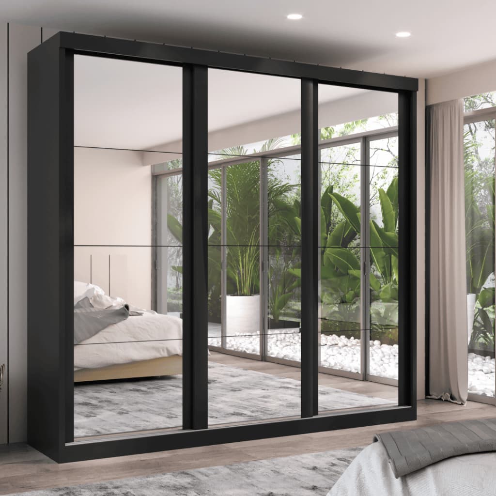 Guarda Roupa Casal Sevilha 6 gavetas com espelho nas 3 portas