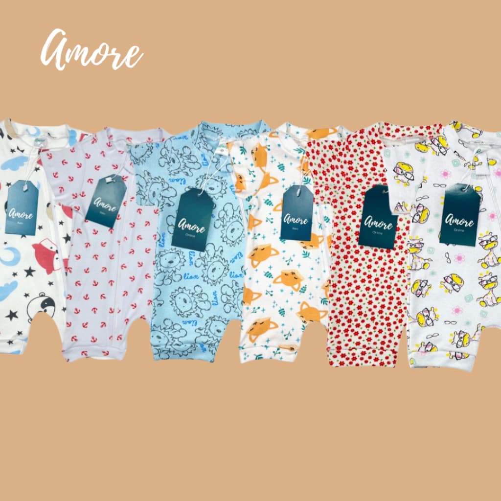 3 Macacão Curto Sortido Menina E Menino - Suedine