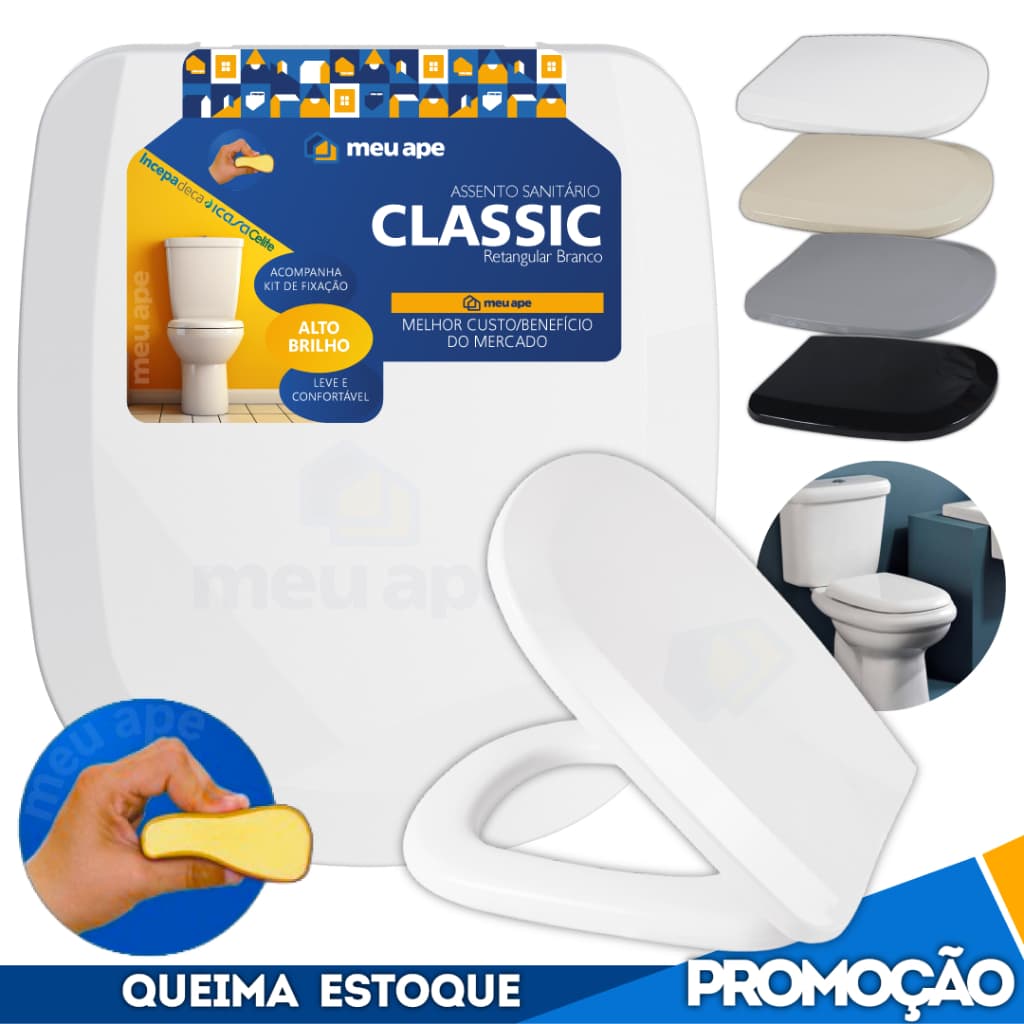 Assento Sanitário Tampa Vaso Almofadado Classic Quadrado Retangular Deca Hervy Fiori Icasa Celite