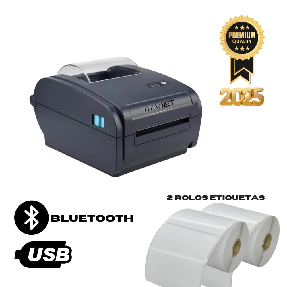 Impressora de Etiqueta Térmica Tipo Zebra Elgin TT331 Bluetooth USB + 500 Etiquetas (2 Rolos)