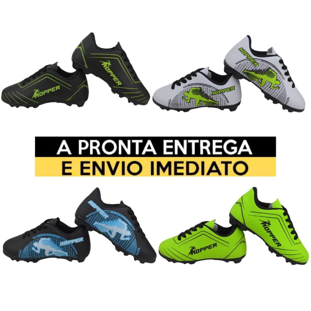 Chuteira Hooper Infantil para Futebol em Campo Gramado – Diversas Cores