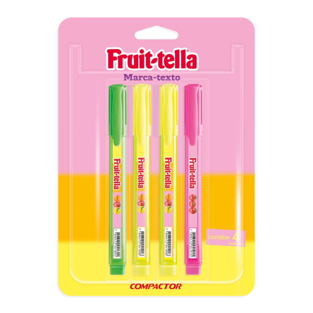 Marca Texto Fruit Tella com 4 cores Neon Compactor