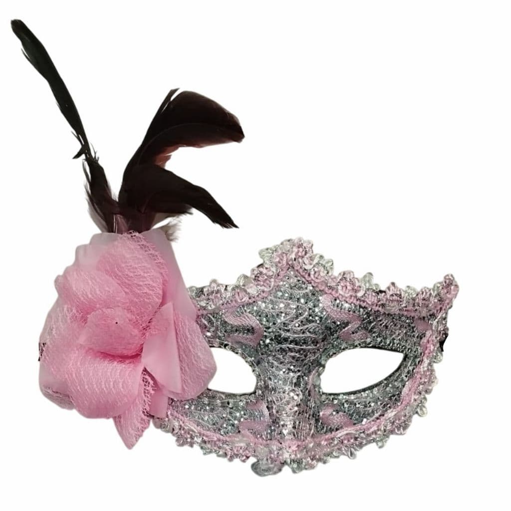 MASCARA CARNAVAL VENEZA FLOR PENA DETALHADA
