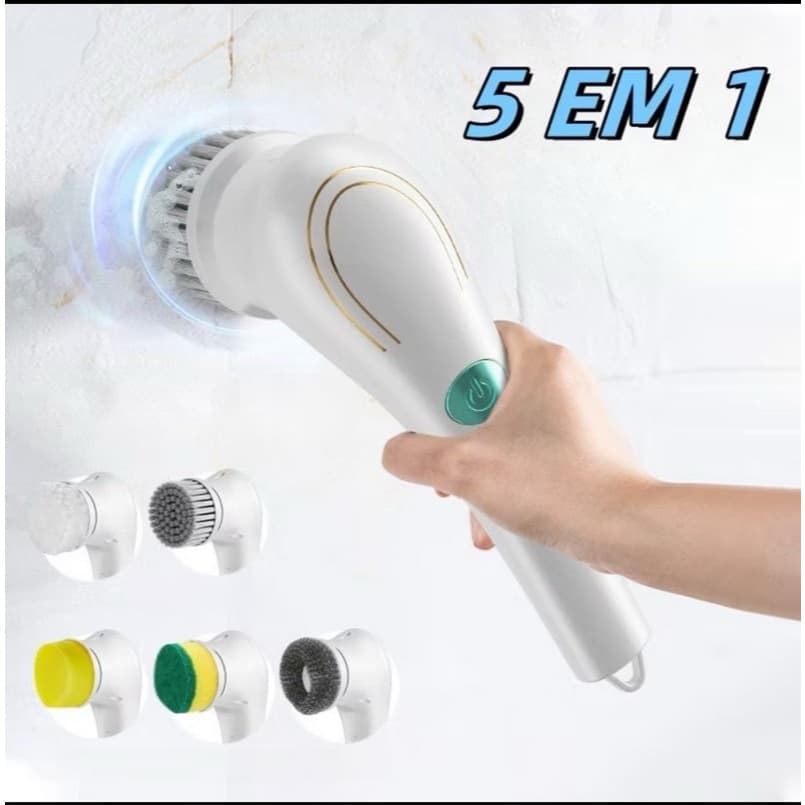 Escova Eletrica de Limpeza 5 em 1 Sem Fio Limpador Multiuso Pratico Para Cozinha , Banheiro prático (2ª geração)