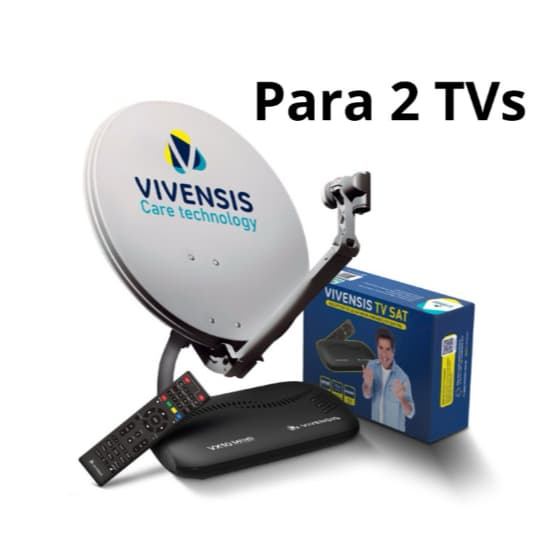 Antena Parabólica Digital Vivensis com Dois Receptores Kit Completo para Duas TVs