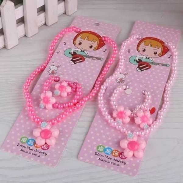 kit 4 conjunto colar pulseira e anel infantil