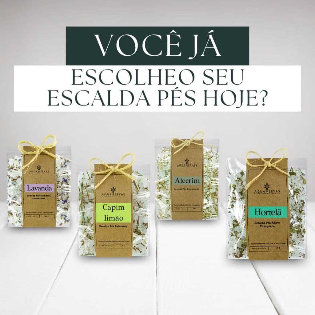 Escalda Pés Natural com Ervas Frescas - LAVANDA - ALECRIM - HORTELÃ - CAPIM LIMÃO 60g cada - Kit 10/15/20/30/40