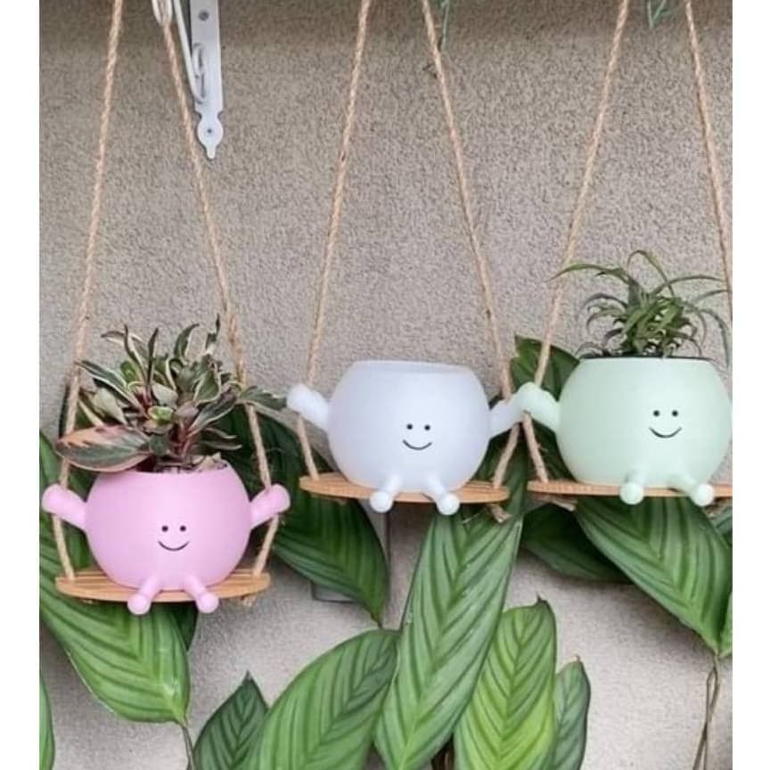 Vaso Decorativo Bob Balanço para Suculenta | Vasinho Fofo para Casa, Escritório e Quarto, presente criativo