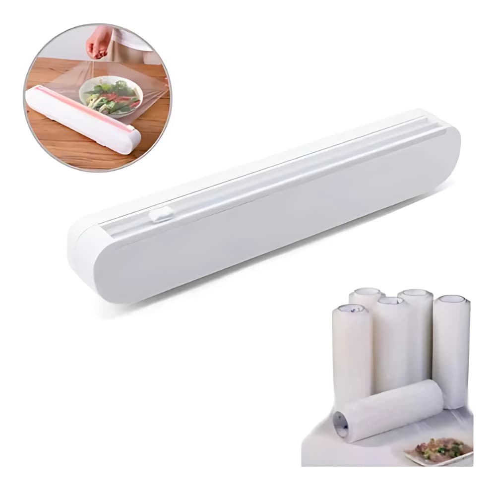 Cortador de Plastico Filme PVC Ajustável Dispensor Descartavel com Ventosa Aderente Selador