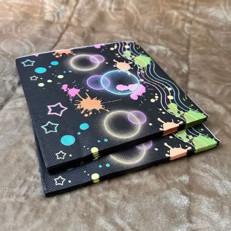 Guardanapo de Papel Neon Estampado Folha Dupla Colorido Descartável 33x33cm Decorativo - 20 Unidades