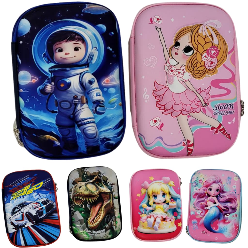 Estojo 3D Infantil Grande Escolar Menino e Menina Volta as Aulas