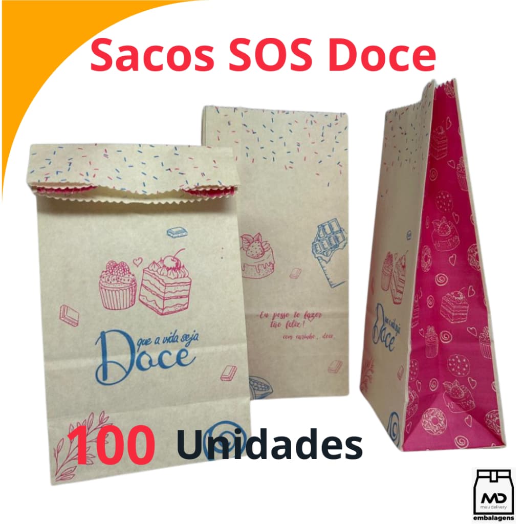 SACO KRAFT SOS PP, P E G TEMA DOCE DOCERIA DOCINHOS COOKIESC/ 100 UNIDADES DIVERSOS TAMANHOS
