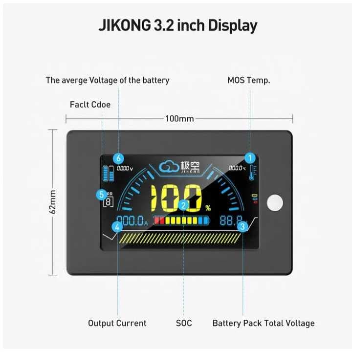 Display JK-Acessório BMS inteligente,  Bluetooth placa de alimentação CANBUS, tela LCD