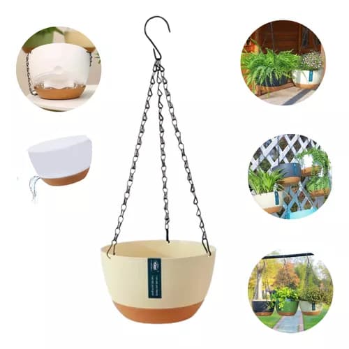 Vaso Supenso com Corrente e Prato De Pendurar Samambaias Orquídea